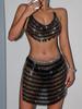 2025 Women's Handmade Sequin Party Dress Set with Metal Accents