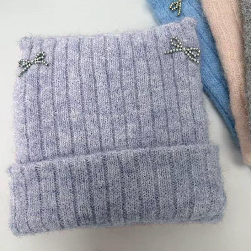 Korean Cute Cat Ear Wool Hat for Women In Autumn and Winter New Windproof Warm Pullover Hat Big Head Circumference Pile Hat Trendy