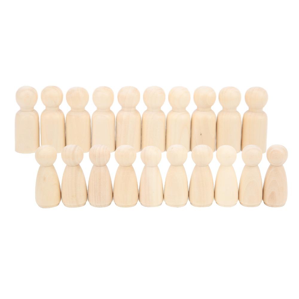 20pcs Unfinished Surface Wooden Peg Dolls 55mm Size Wooden Craft People  For DIY Painting