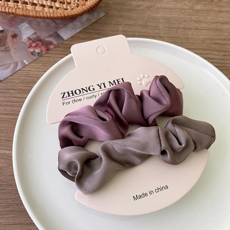 2Pcs Fashion Solid Color Satin Silk Hair Scrunchies Women Hair Bands Ties Gum French Ponytail Holder Female  Hair Accessories