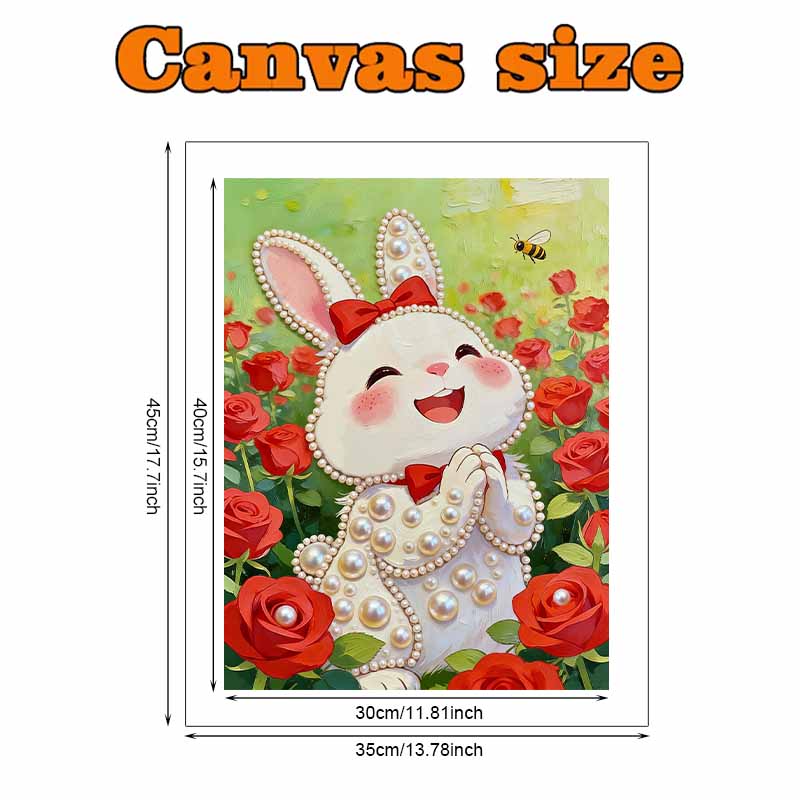 DIY Cute Little Rabbit Pearl Diamond Art Kits Without Frame 30x40cm Gem Art Diamond Painting Kits for Adults/Beginners Gift Idea Home Wall Decor