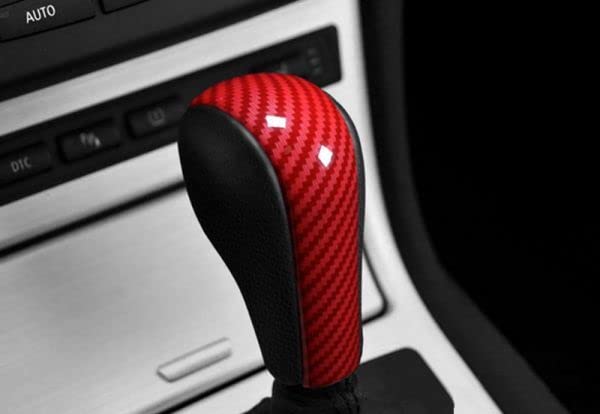 Shift Lever Shift Knob Decorative Frame Cover Accessory for BMW E90 E92 E93 E60 Z4 E89 Red Carbon Fiber (Type B, Look)