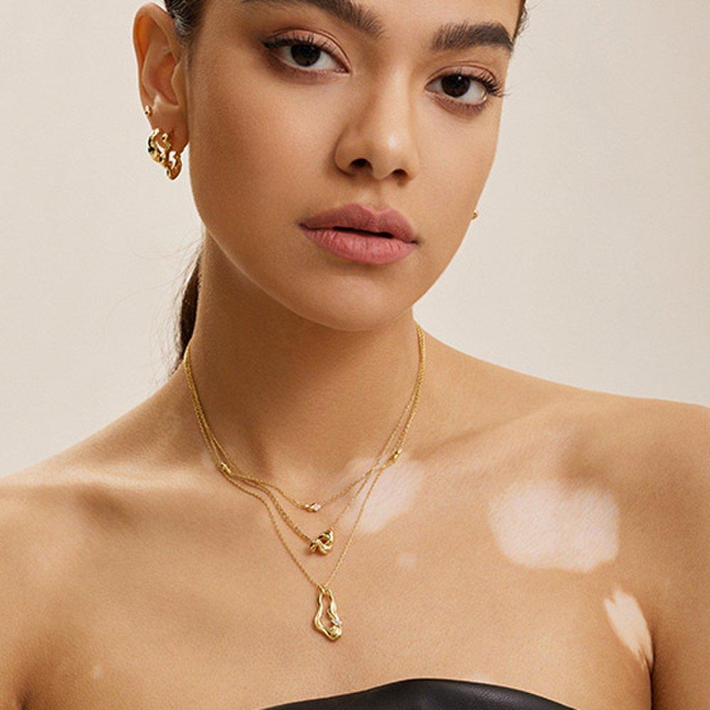 [Worn by Twice's Tzuyu and Big Bang's Daesung] Twisted Wave 925 Silver Long Necklace N050-01G