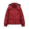 Nuovo colore a quadri abbinato cotone invernale abbigliamento donna stile college largo con cappuccio caldo ispessito cappotto alla moda