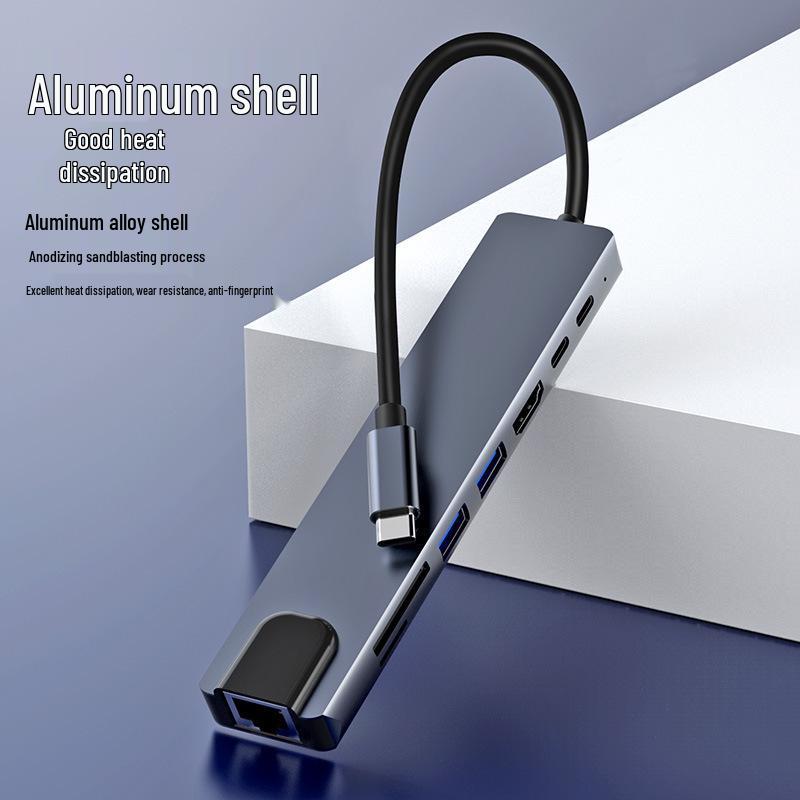 8-in-1 Type-C Multi-Port Hub with Ethernet & USB 3.0 Expansion Dock