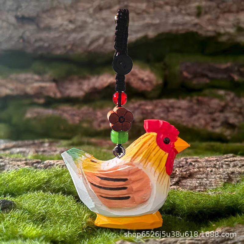 Ręcznie Rzeźbiona Drewniana Figurka Dekoracyjna Statuetka Koguta Wystrój Domu Rzeźba z Drewna Rzeźba Zwierzęca prezent urodzinowy dla przyjaciela rodziny