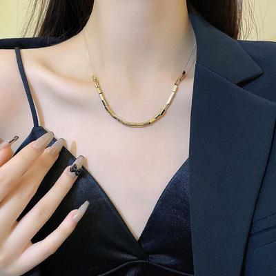 Stylish Titanium Steel Square Necklace for Women - Elegant Clavicle Chain Inspired by Internet Celebrity Trends