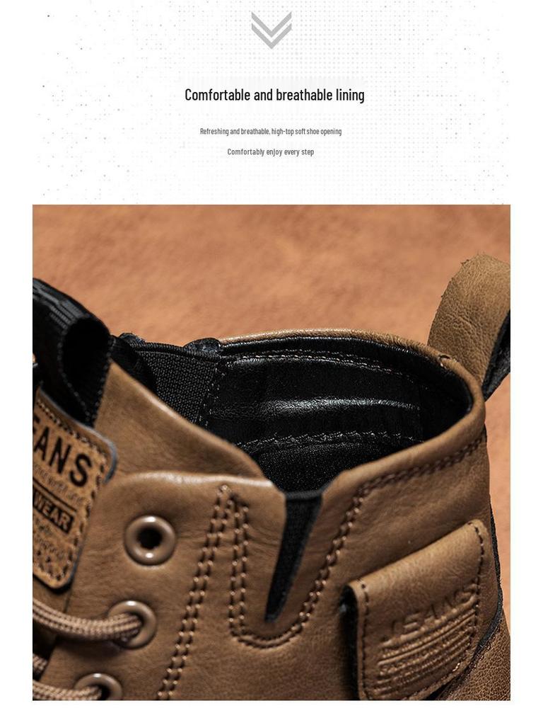 Men's Retro Lace-Up Microfiber Leather Martin Boots – Thick Sole Round Toe for Autumn/Winter Outdoor Hiking & Motorcycle Wear