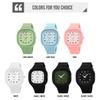 Square Silicone Arabic Perfect Gift for High School Black Women's Wristwatch, Waterproof, Sporty, Cute, Simple, Stylish, Casual, Numerals,