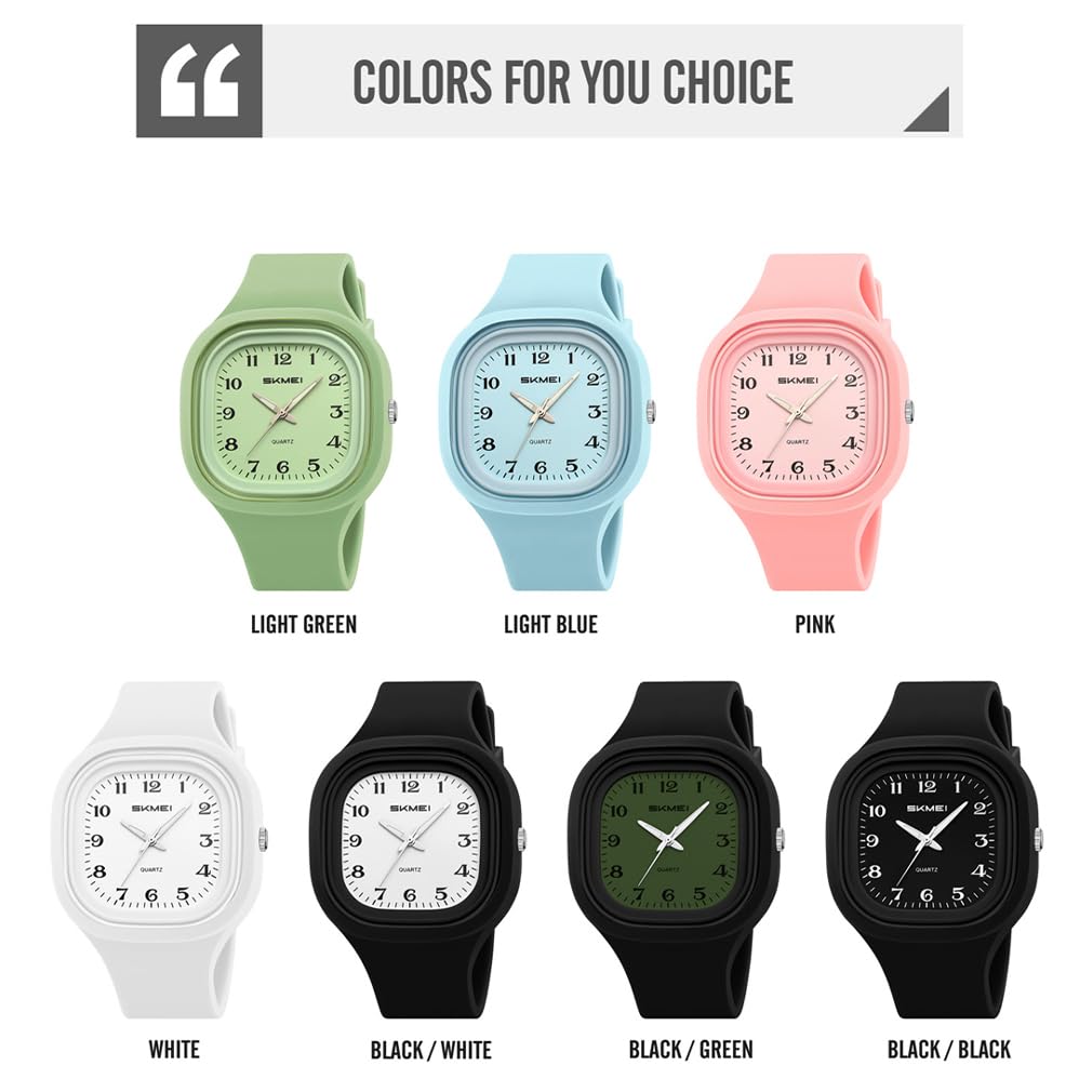 Square Silicone Arabic Perfect Gift for High School Black Women's Wristwatch, Waterproof, Sporty, Cute, Simple, Stylish, Casual, Numerals,