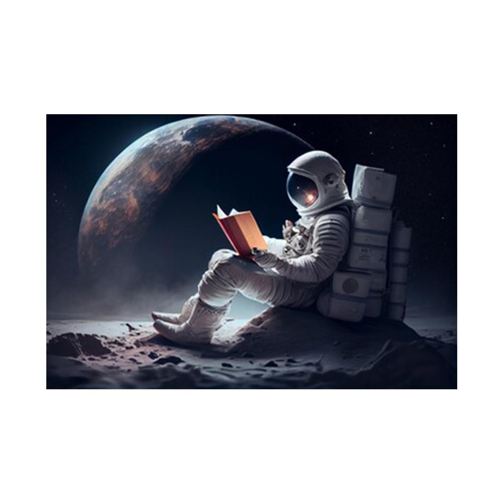 Astronaut Drinks Beer on The Moon While Watching The Earth Being Destroyed Canvas Painting Posters Prints Living Room Wall Art Pictures