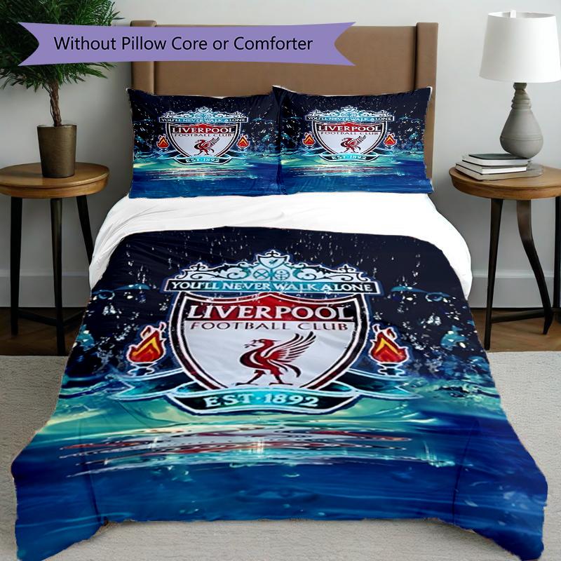 Set copripiumino 3 pezzi (1*Copripiumino + 2*Federe, Senza Nucleo),Set Biancheria da Letto con Stampa Liverpool F.C, Decorazione Camera da Letto, Per Tutte le Stagioni, Regalo di Compleanno