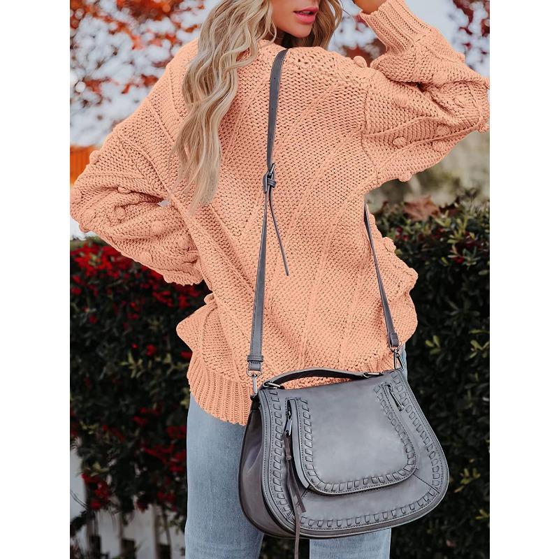 Autumn and winter new hairball knitted sweater loose long sleeve pullover sweater women's clothing