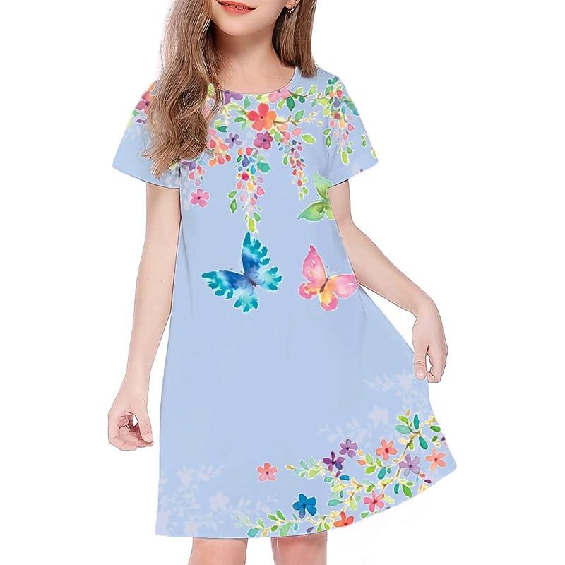 Children's Fashion Summer Casual Dresses Girls Party Dress Summer Kids Princess Beach Outfit Casual Nightgown