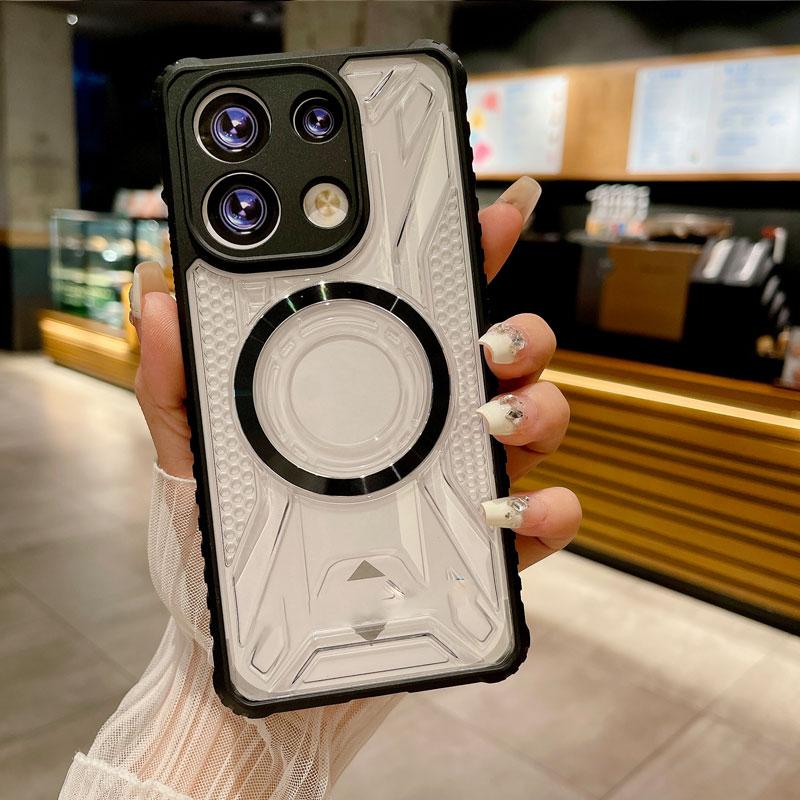 

Броня противоударный чехол для телефона Magsafe для Xiaomi Redmi Note 13 4G 5G 13 Pro прозрачная подушка безопасности задняя крышка с беспроводной зарядкой для Mi 13T Pro Redmi Note 13 Pro Plus