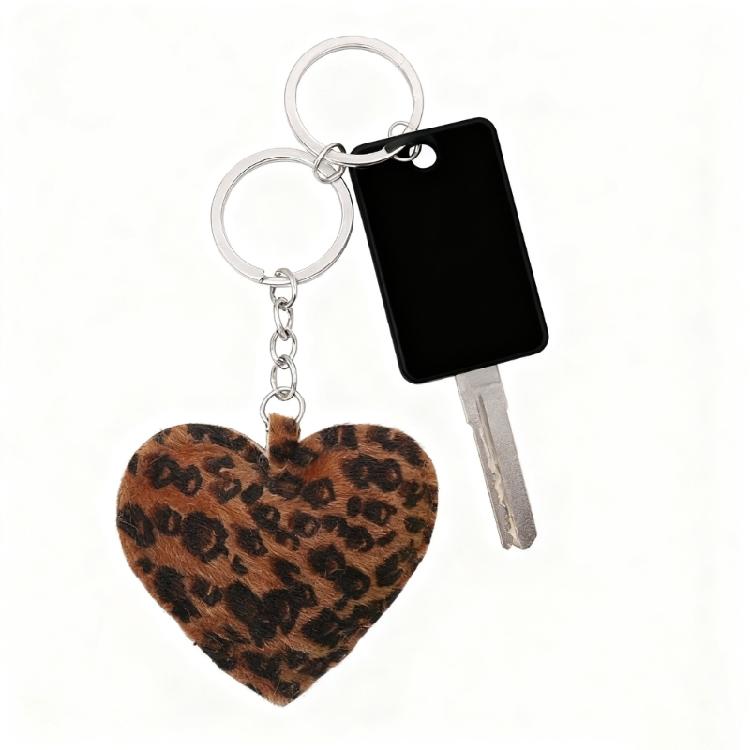 Portachiavi a forma di cuore con stampa leopardata decorativa, ciondolo da appendere alla borsa in pelle PU per progetti fai-da-te, personalizzazione della casa