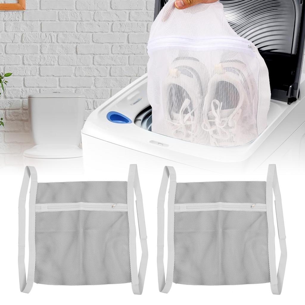 2PCS Sneaker Dryer Bag Reusable Sneaker Drying Mesh Bags Fine Net Laundry Bags with Zipper and Strap for Washing Machine