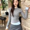 2025 Women's Retro Long-Sleeve Slim Fit Layered Look Top for Spring & Autumn