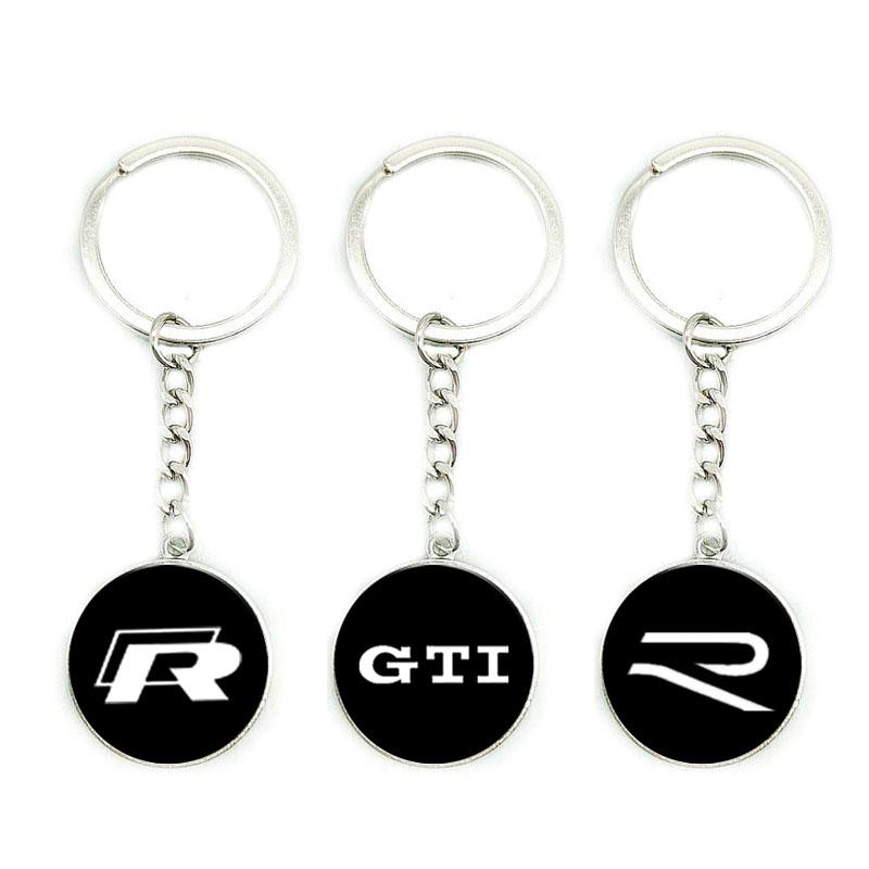 Alloy Car Emblem Keychain Holder Key Ring Pendant for Volkswagen VW Rline GTI Polo Golf Passat Tiguan Arteon Sharan Scirocco B6 Qx0