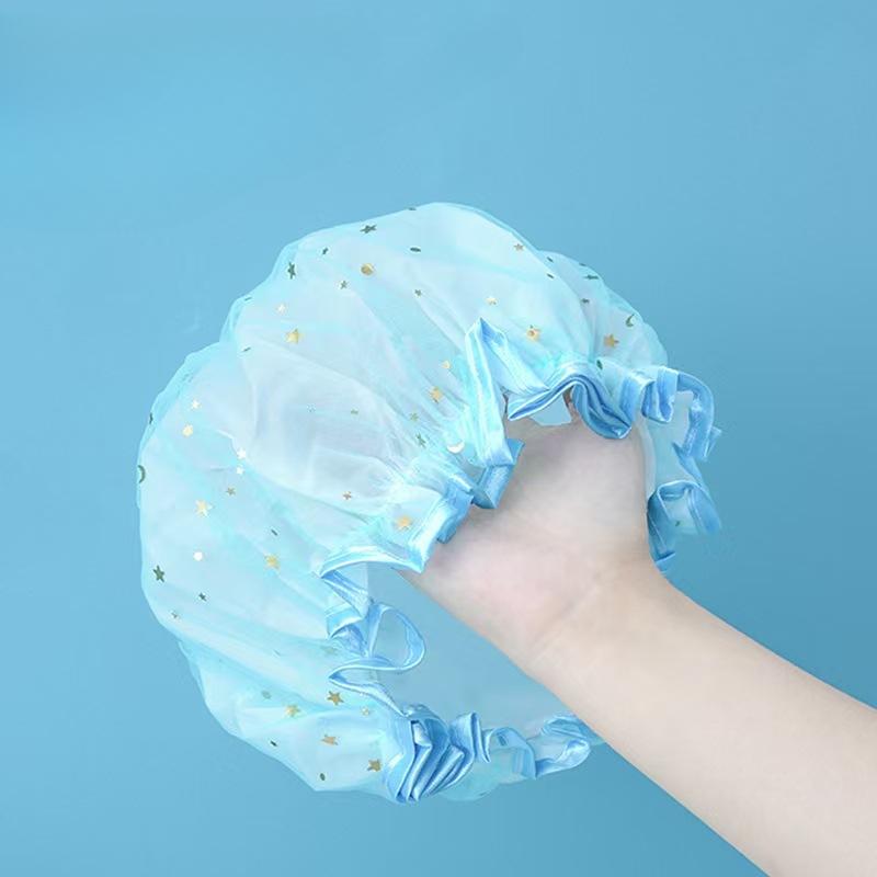 

Водонепроницаемая двухслойная шапочка для душа из полиэстера и хлопка для женщин