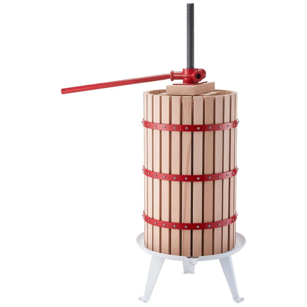 Fruit Wine Press, 7.93Gal/30L Manual Juice Maker, Solid Beech Wood Basket, Vintage Traditional Juicer with 6 Press Wooden Blocks, 2 Filter Bags, Heavy
