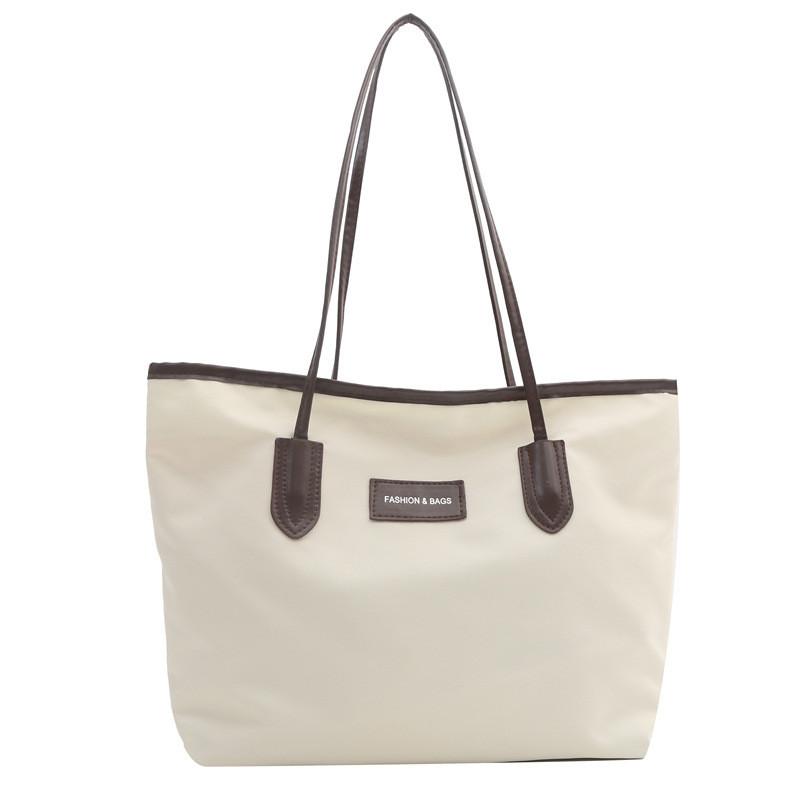 Стильная городская минималистичная сумка-тоут для студентов в просторных контрастных цветах White