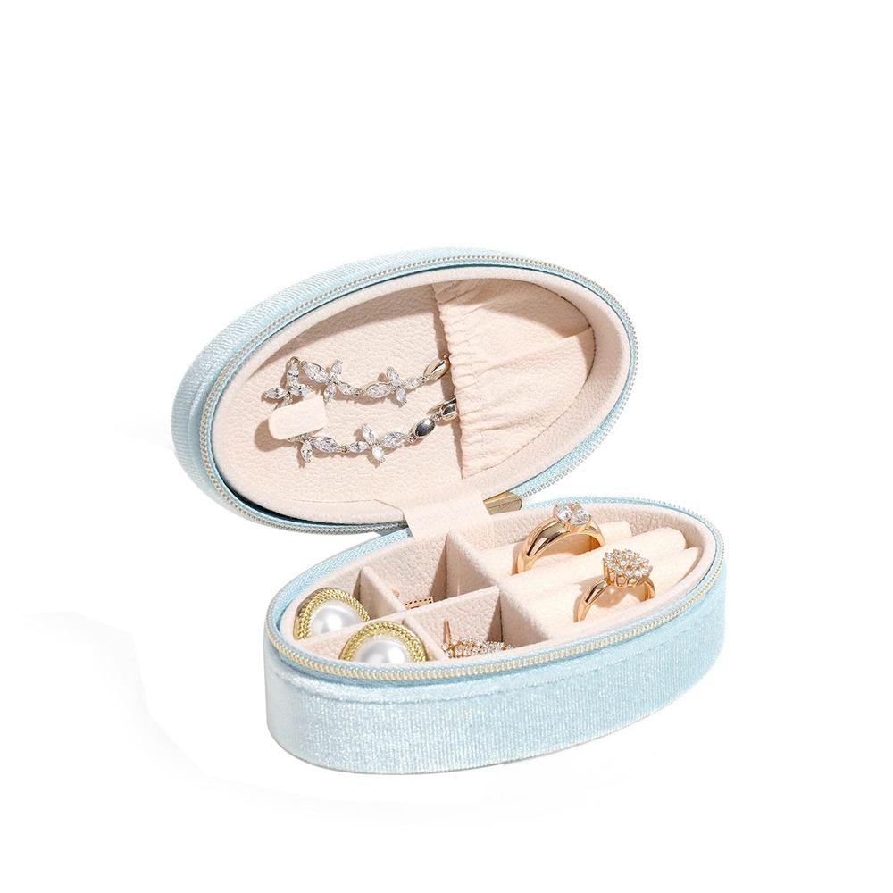 Mini Oval Jewelry Box Zipper Jewelry Organizer Portable Jewelry Packaging Box  Earrings