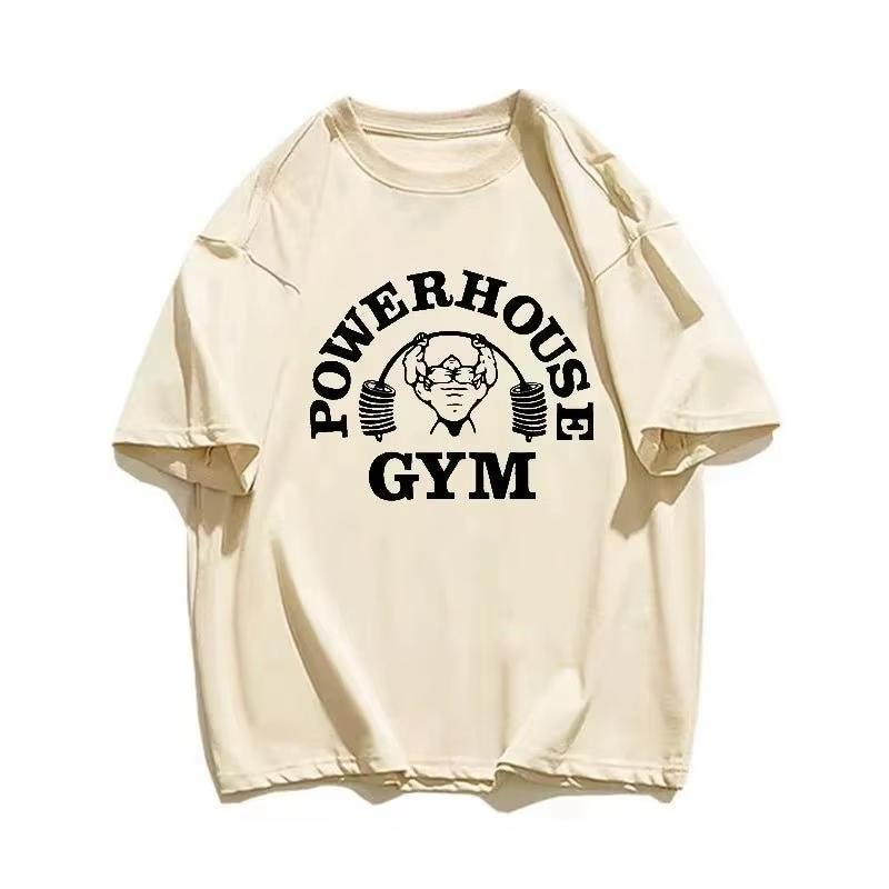 Powerhouse Gym Grafický potisk Letní Luxusní Značka Bavlna Pánská a Dámská Trička Krátký Rukáv Streetová Móda