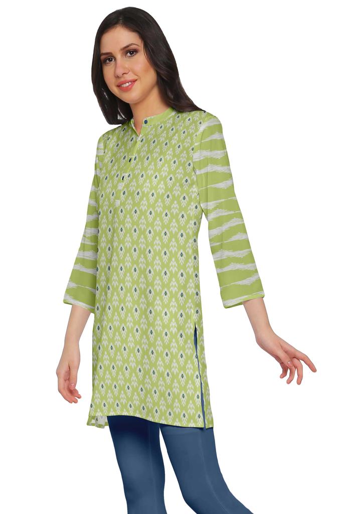 Moomaya Printed Side Slit Short Kurta Tunic For Women Summer Wear Ladies