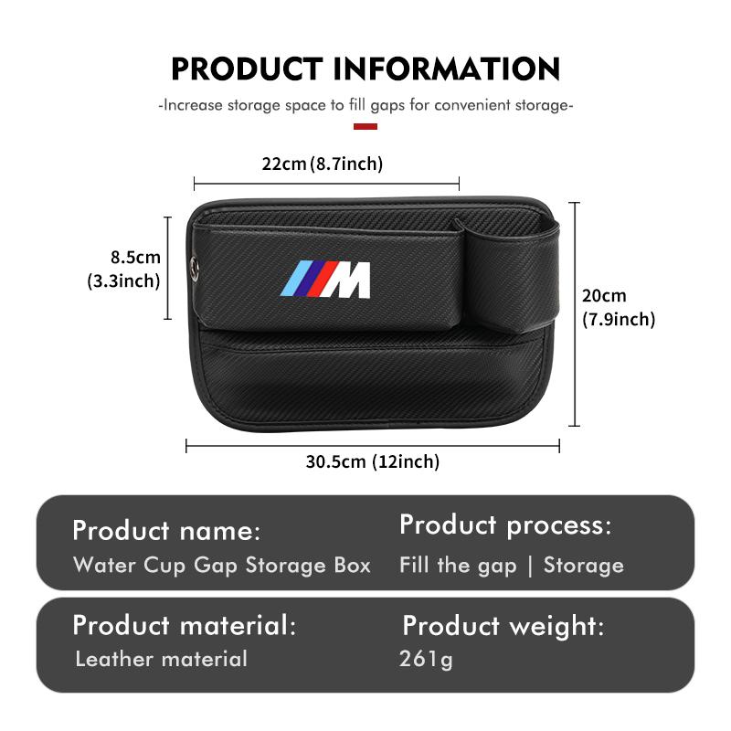 KHQB5 Car Seat Gap Storage Box Door Side Seat Gap Organizer Case For BMW Performance X1 X3 X5 E39 E46 E90 F20 E60 F30 M3 M5