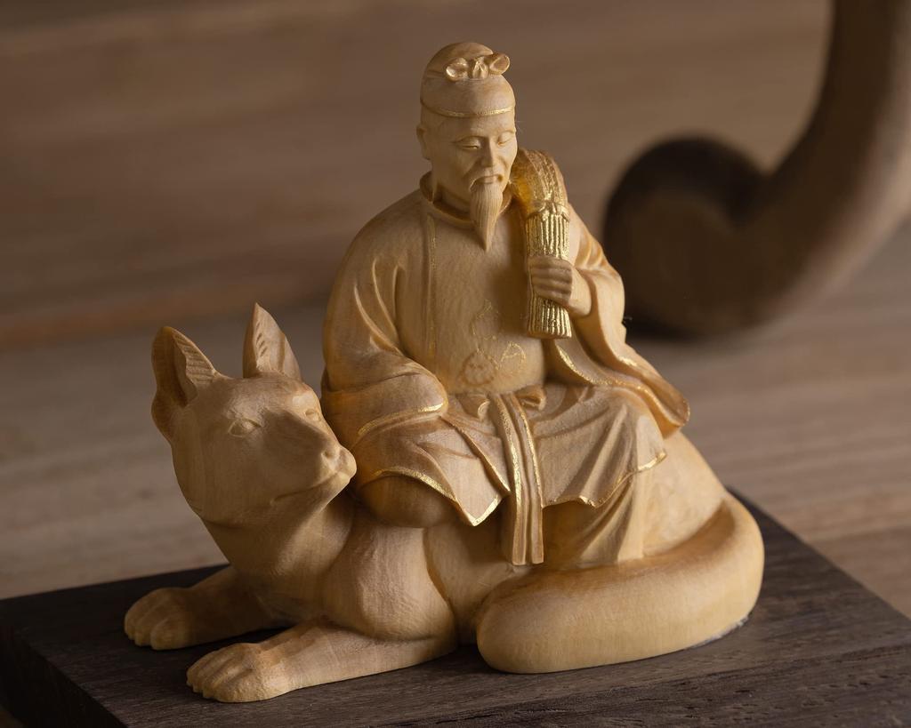 Kleiner Buddha Inari Gott goldener Ton Inari Buddha Statue Figur Holzschnitzerei Ornament Inari no 7,3 cm (Holz Buchsbaum, Finish)_Inari (GSB Kami)