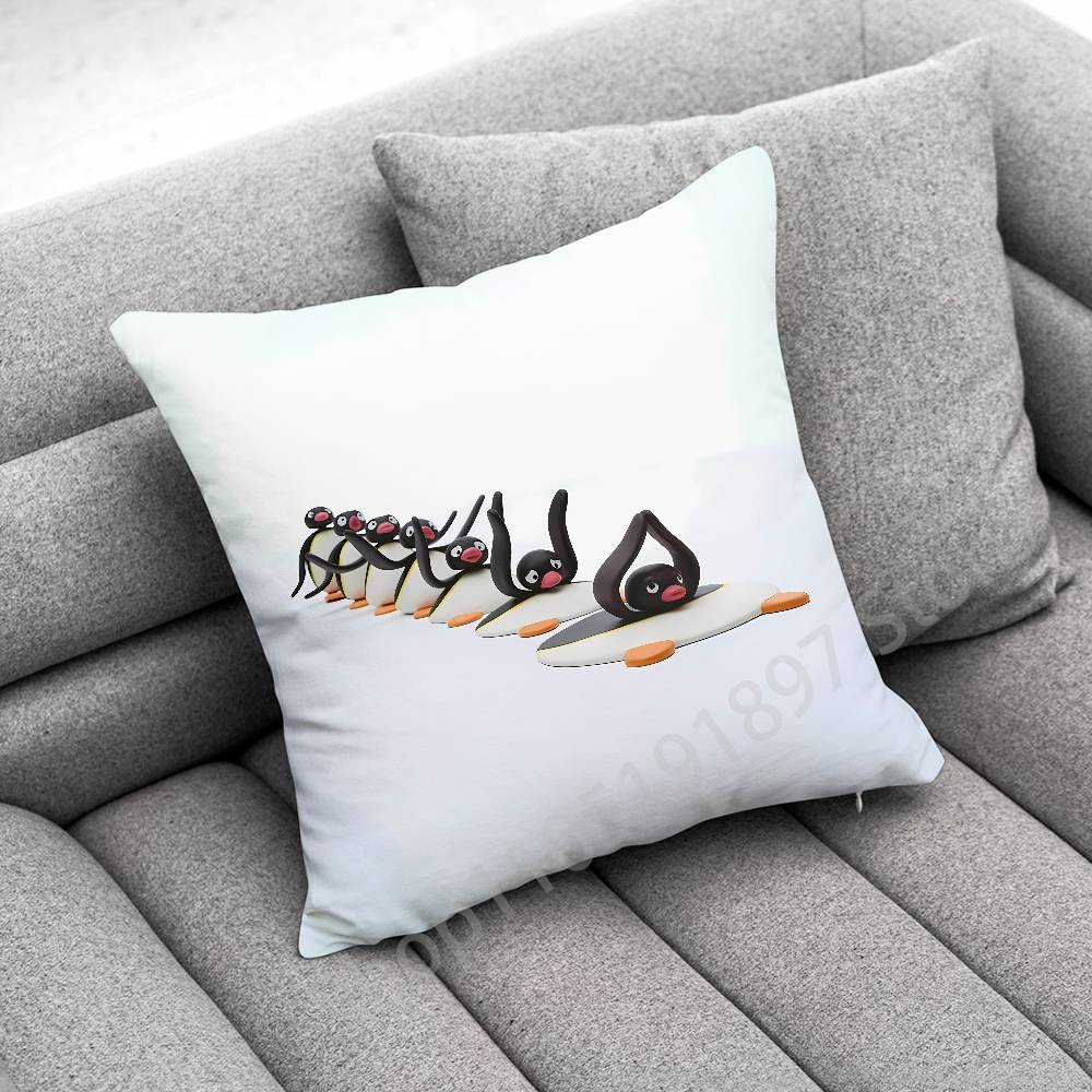 Penguin P-Pingu Funny Throw Pillow Case For 50X50Cm 40X40Cm 55X55Cm 45X45Cm 30X30Cm Square Bedroom Pillowcase Cover