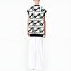 We11done Ss22 Logo Geometric Pattern Full Knit V-Neck Vest Unisex vests White WD-KV1-22-652-U-IV