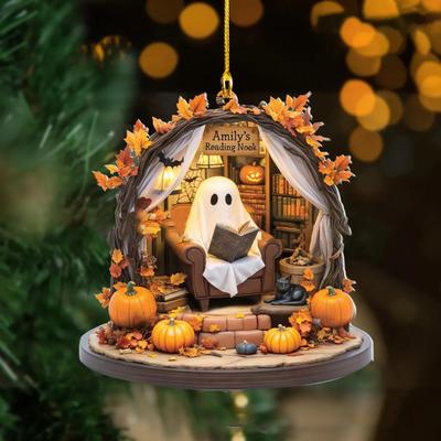 1 Pair Halloween Spooky Ornament Hanging Pendant Durable Construction Cartoon Ghost Design Versatile Home Decoration