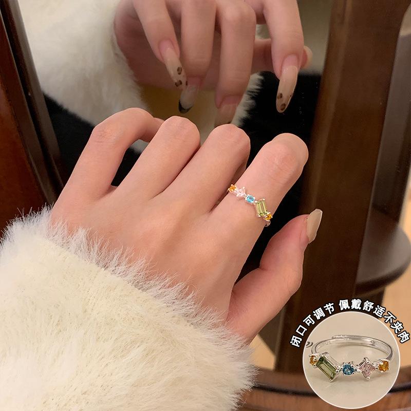 Irregular colored bow butterfly open ring fashion exquisite ring temperament versatile jewelry