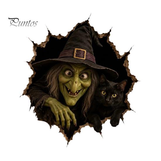 Festive Wall Art for Living Room Halloween Break-in 3D Decals, Illusion Effect Spooky Breaking Through Seasonal Home Accents Sticker, Horror