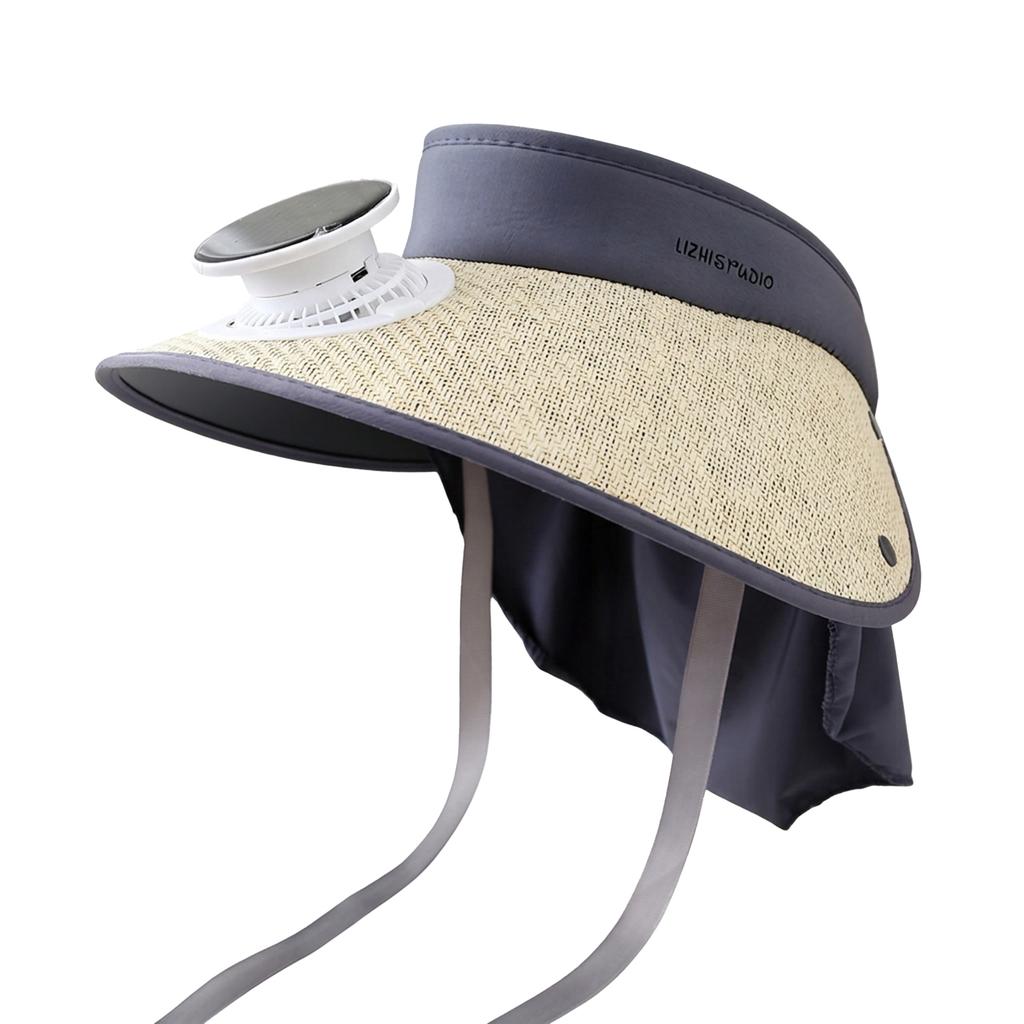 Thissun Sun Hat Unisex Korean Style UV Protect Foldable Wide Brim Sunscreen Beach Hat with Built-in Silent Fan
