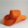 Oranje Westerse Cowboy Strooien Hoed Letter Strooien Hoeden voor Vrouwen Mannen Zomer Buiten Vakanties Strand Zon Hoed voor Vrouwen sombrero