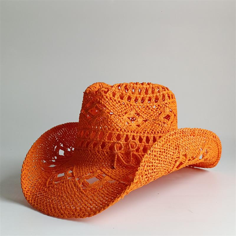 

Orange Western Cowboy Straw Hat Letter Straw Hats for Women Men Summer Outdoor Holidays Beach Sun Hat for Women sombrero 55-58CM
