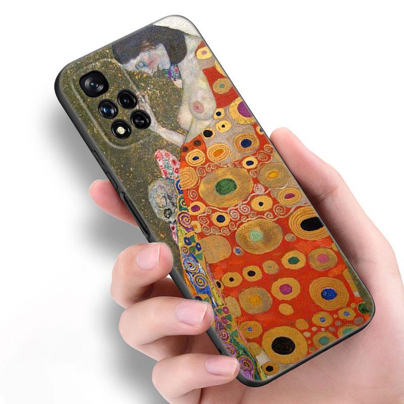 Art Gustav Klimt Black Silicone Phone Case For Xiaomi POCO X3 X4 NFC F5 M3 M4 M6 X5 X6 Pro F3 F4 GT 5G C55 C65 M5