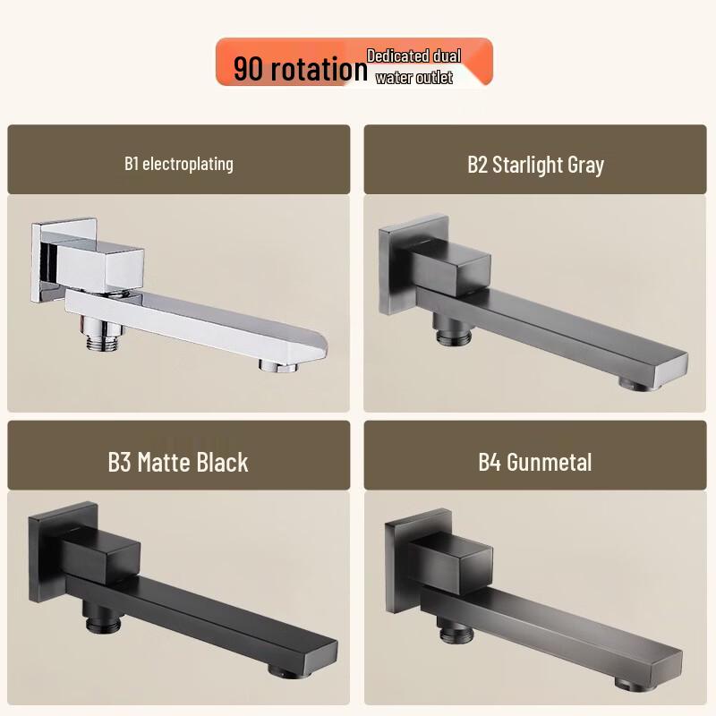 LANGZHIWEN Square Wall-Mounted Rotatable Shower Mixer with Basin Spout