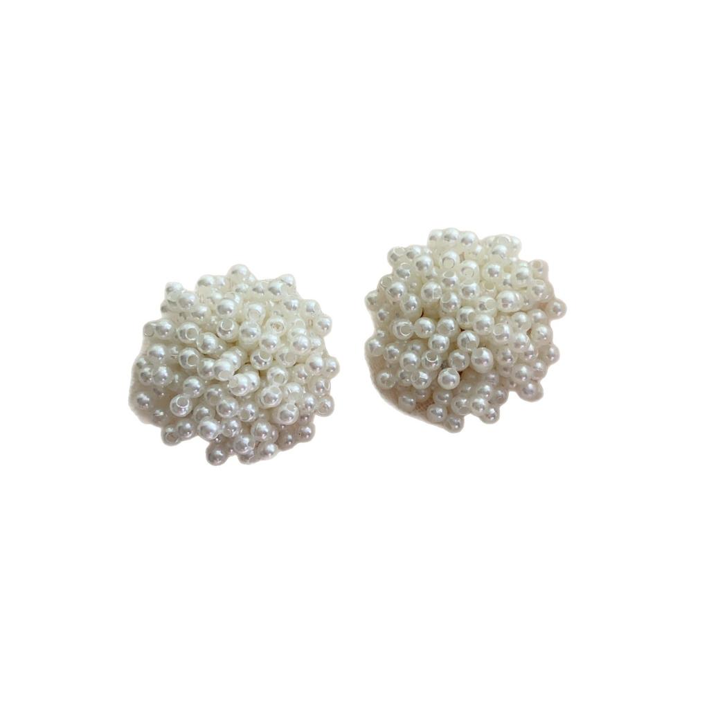 Premium Pearl Flower Cluster Stud Earrings, Simple Temperament Earrings, Earrings, Fireworks, Personalized Beaded Flower Women'S Earrings