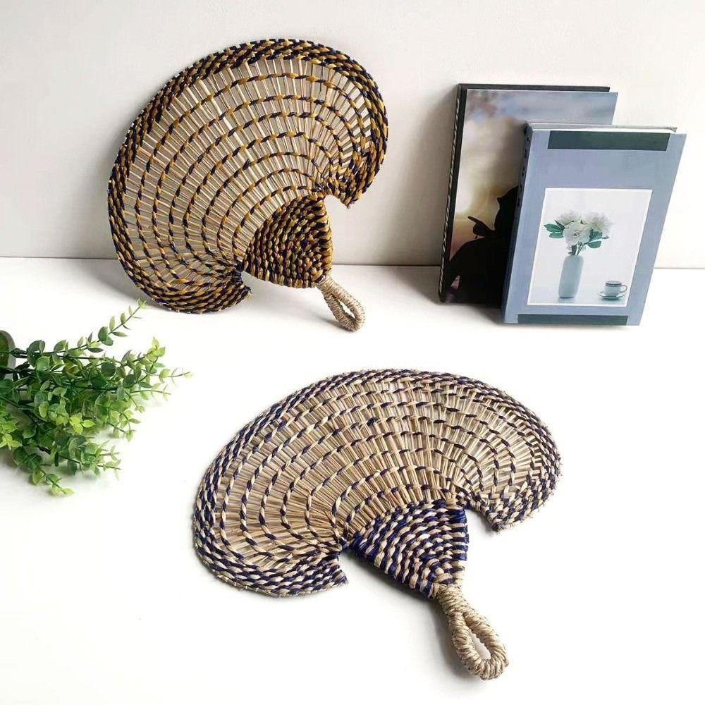 Bohemian Decorative Handmade Fan Colorful Hand Braided Fan Durable Hand-woven Straw Fan  Outdoor