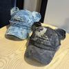 New Cute Bear Ear Baseball Cap for Men and Women with Letter Embroidery, Washed High-quality Denim Sunshade Cap