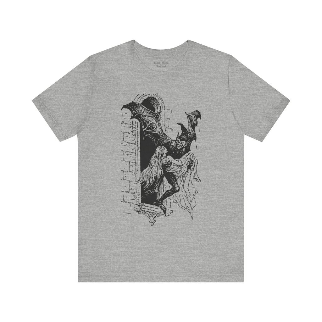 Retro Dracula Gothic Shirt Vampire T-shirt Creepy Art Gothic T-shirt Retro Unisex Jersey Short Sleeved T-shirt Men Clothing