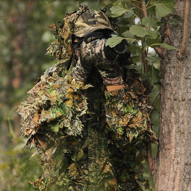 Tuta Ghillie Mimetica 5 In 1 Per Caccia E Softair - Giacca, Pantaloni, Cappuccio E Borsa, Taglie M/L E XL/XXL