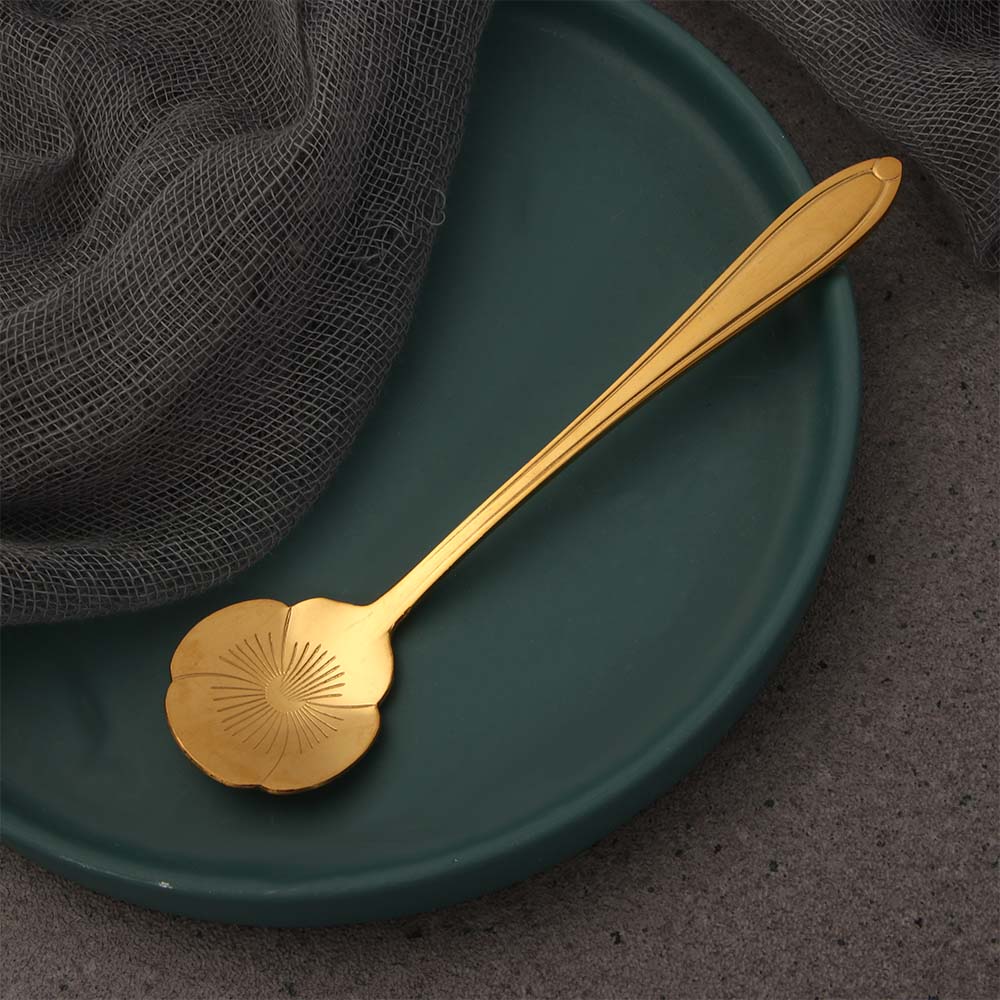 Pattern Bar tools Stainless Steel Tableware for Sugar Ice Cream Coffee Dessert Teaspoon Cutlery Set Flower Spoon Set Soup Spoon