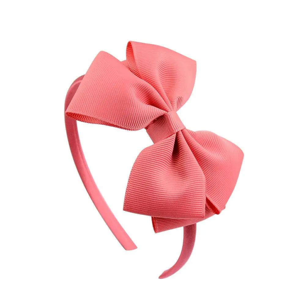 4'' Boutique Tiara Satin Kids Hair Accessories Ribbon Headbands Bow Hairband Headwear Hair Hoop