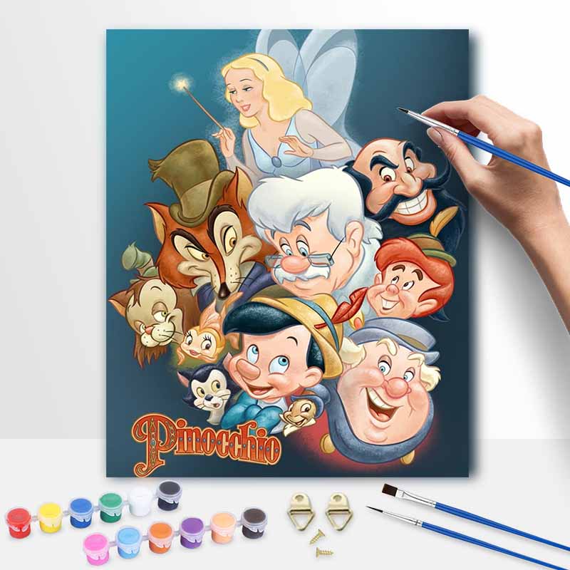 Disney Pinocchio characters digital oil painting art kit DIY handmade home decoration gift 20x30cm