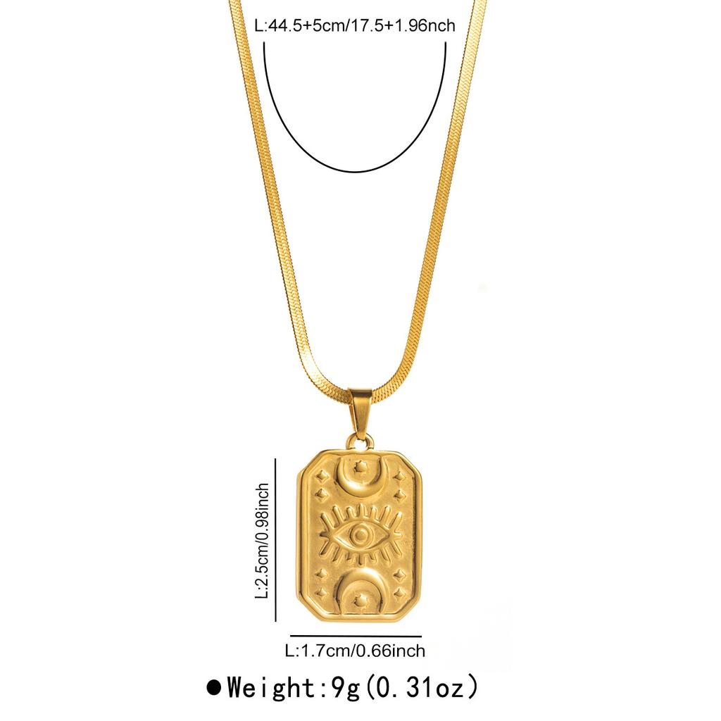 Women European American Stainless Steel Eye Sun Pendant Necklace Vacuum 14K Fashion All Match Classic Necklace For Women